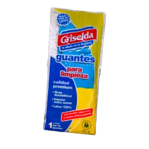 Paquete de Guantes Para Limpieza Griselda M en color amarillo y azul.