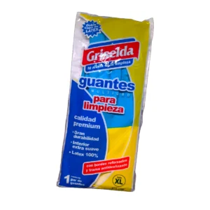 Paquete de Guantes Para Limpieza Griselda XL en color amarillo y azul.