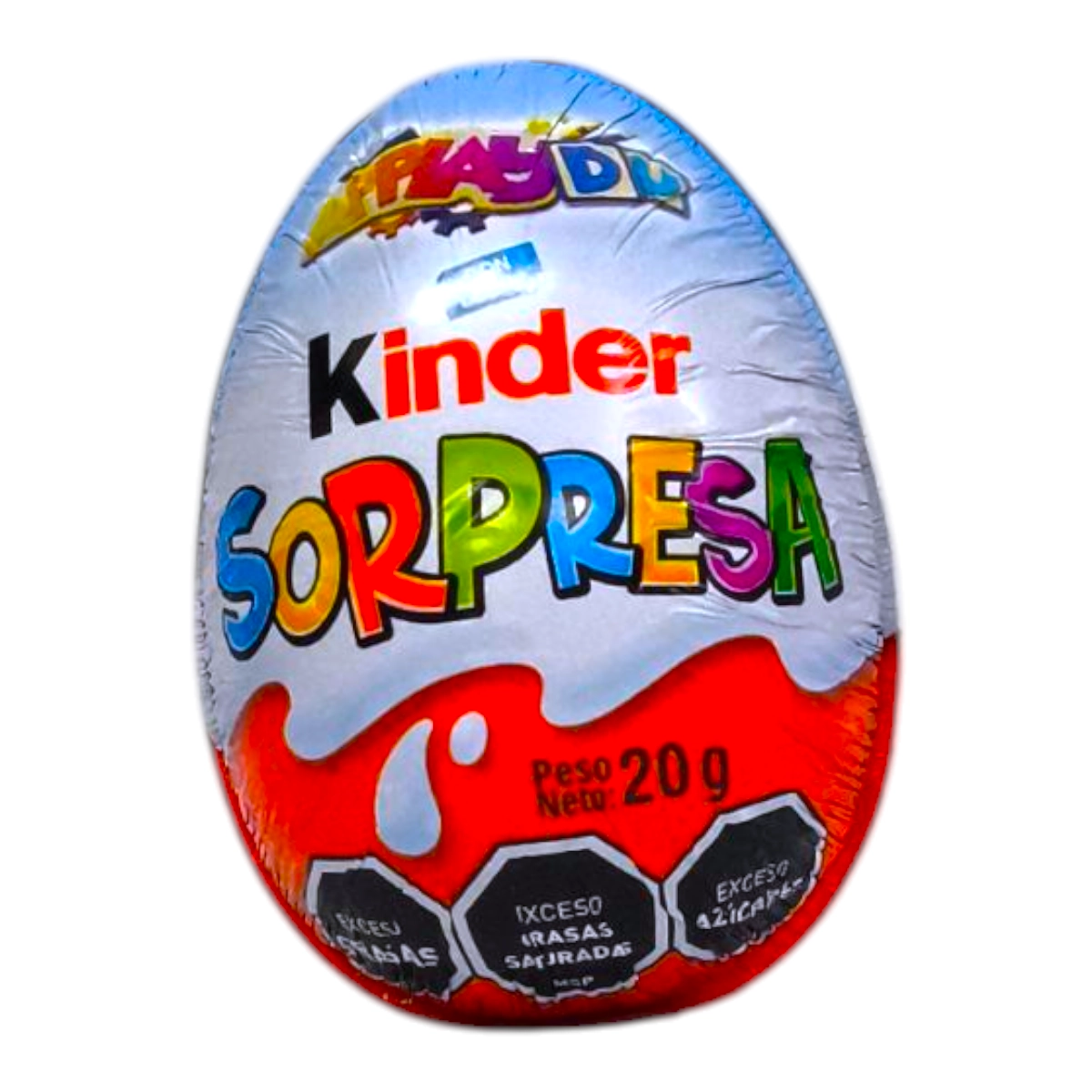 Huevo KINDER Sorpresa 20g Azul de chocolate con leche y juguete en su interior.