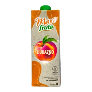 Envase de Jugo MAXIFRUTA 1L sabor Durazno con tapa a rosca.