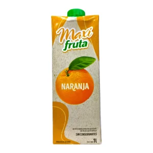 Envase de Jugo MAXIFRUTA 1L sabor Naranja con tapa a rosca.