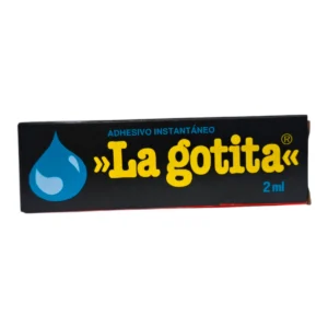 Blíster de pegamento instantáneo LA GOTITA 2mL, ideal para reparaciones rápidas.