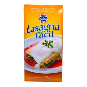 Láminas de Lasagna LAS ACACIAS 200g Clásicas precocidas. Masa tradicional de sémola lista para rellenar y hornear.