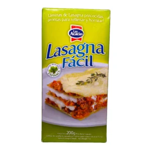 Láminas de Lasagna LAS ACACIAS 200g Con Espinaca precocidas. Pasta lista para rellenar y hornear.