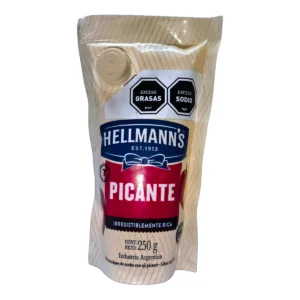 Envase de Mayonesa HELLMANN'S 250g Picante, aderezo cremoso con toque picante.