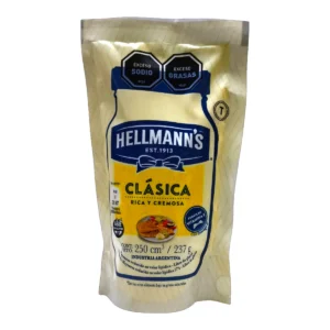 Doypack de Mayonesa Hellmann's Clásica de 237g, disponible en supermercado Súper Práctico Salto.