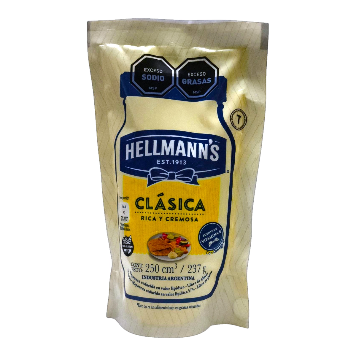 Doypack de Mayonesa Hellmann's Clásica de 237g, disponible en supermercado Súper Práctico Salto.
