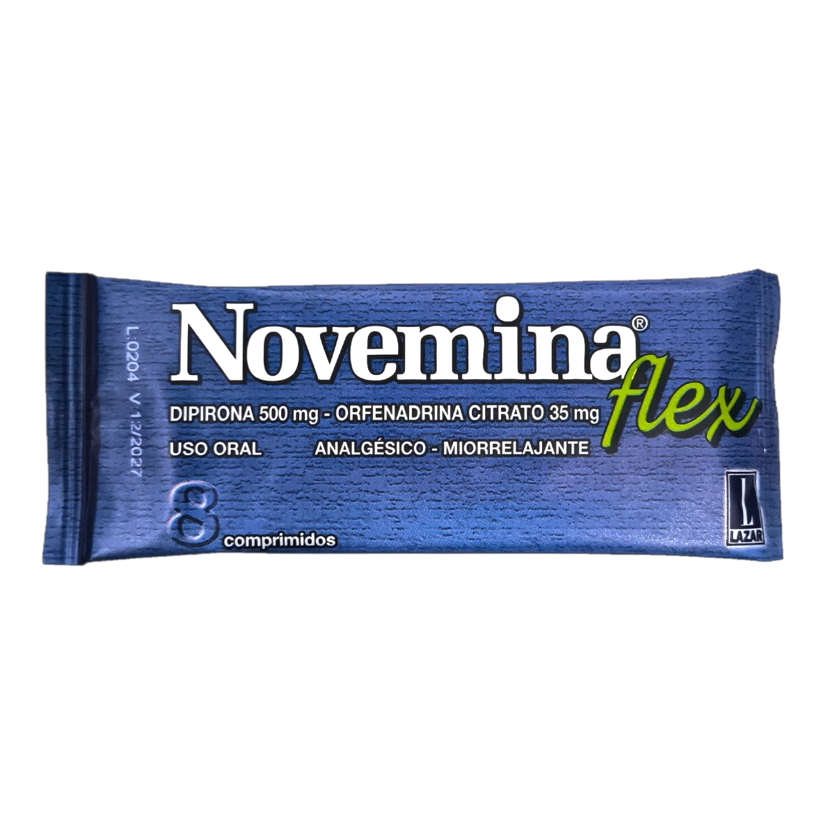 Caja de Novemina FLEX 8 Comprimidos, analgésico y relajante muscular.