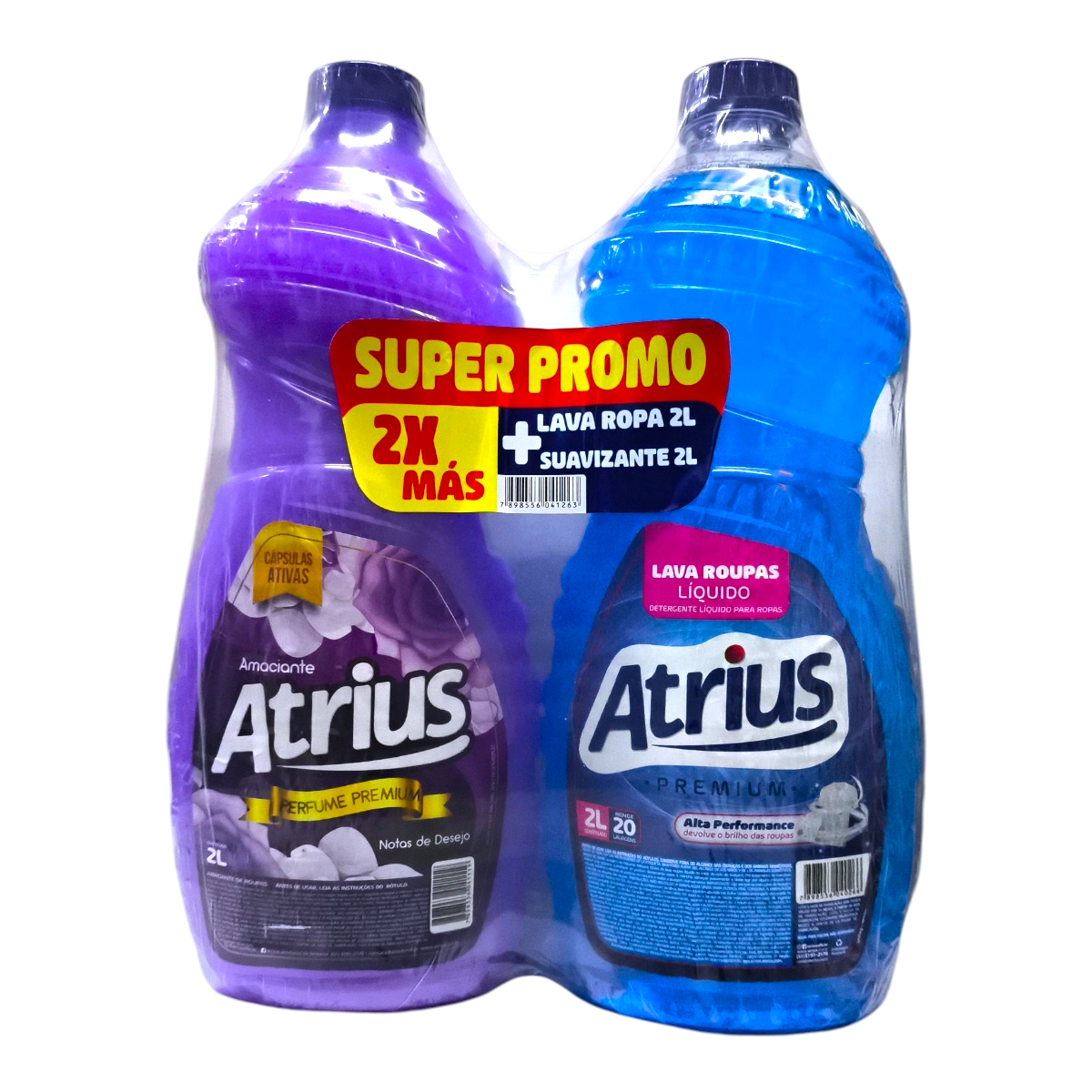 Pack de cuidado para ropa ATRIUS con Jabón Líquido de 2L y Suavizante de 2L.