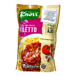 Envase doypack de Salsa KNORR Tipo Casera Filetto 340g para pastas.