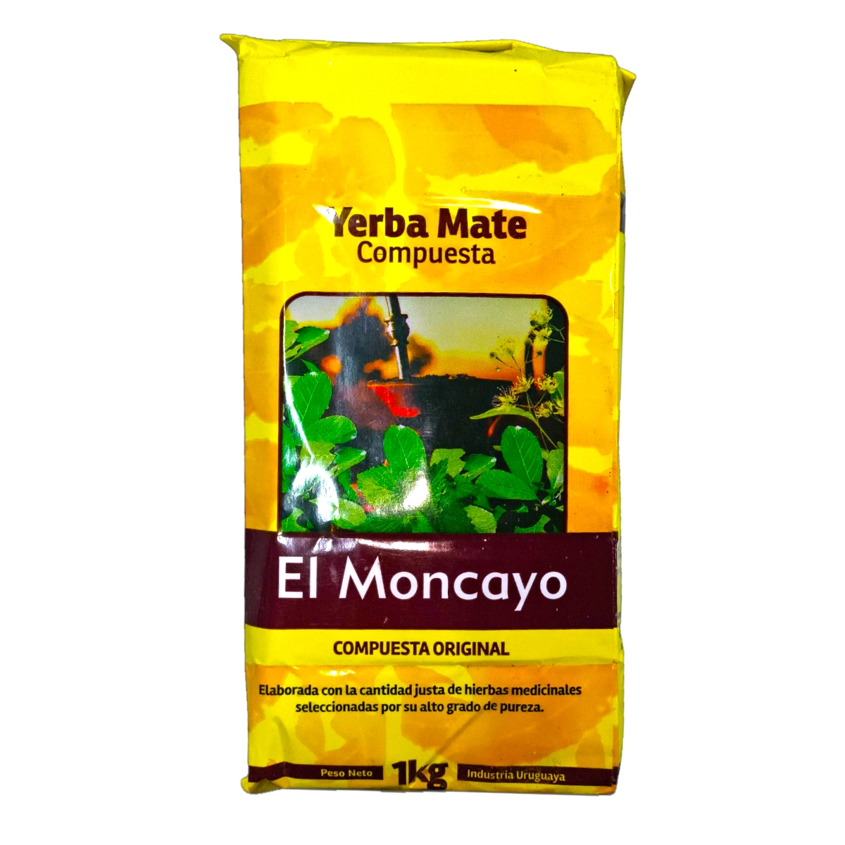 Yerba Mate El Moncayo Compuesta Original, paquete de 1 kg, industria uruguaya