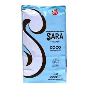 Paquete de Yerba Sara 500g saborizada con Coco.