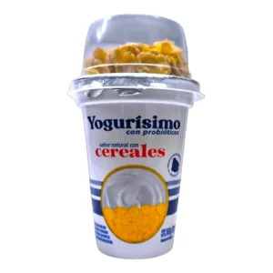 Pote de Yogurísimo Natural Con Cereales 166g, ideal para desayunos y colaciones.