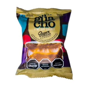 Envoltorio del Alfajor GUACHO de 105g bañado en Chocolate Blanco.
