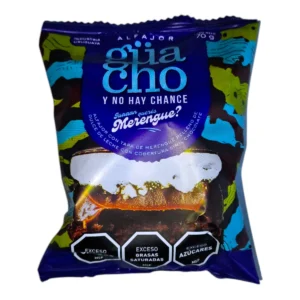 Envoltorio del Alfajor GUACHO de 70g con baño de merengue.
