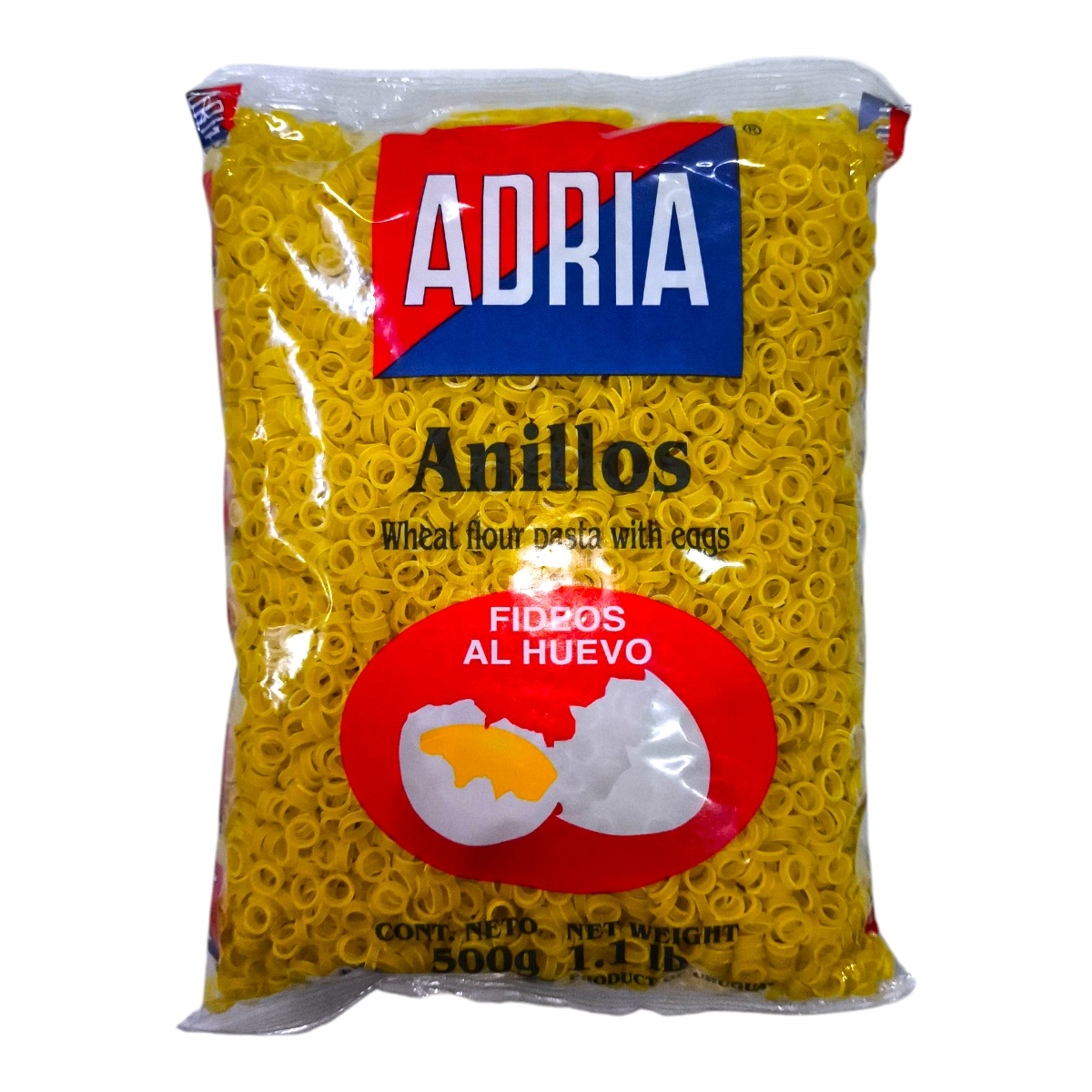 Paquete de Fideos al Huevo ADRIA 500g formato Anillos.