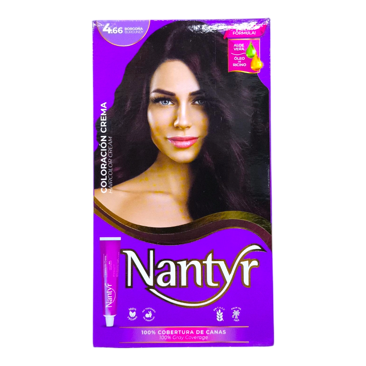 Caja de Kit Coloración NANTYR tono 4.66 Castaño Medio Rojo Intenso.