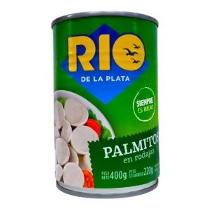 Lata de Palmito RIO DE LA PLATA 400g cortado En Rodajas para ensaladas y entradas.