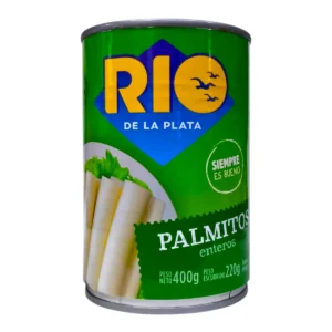 Lata de Palmito RIO DE LA PLATA 400g Enteros para ensaladas, entradas y picadas.