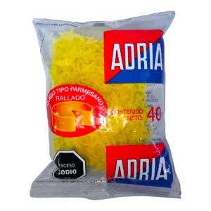 Sobre de Queso Rallado ADRIA 40g en hebras gruesas.