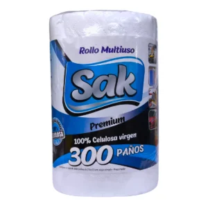 Rollo gigante de papel multiuso SAK de 300 paños hoja simple para limpieza.