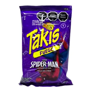 Paquete de Snack TAKIS 49g Fuego, tortillas de maíz enrolladas picantes con limón.