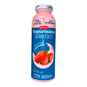 Botella de Yogur GRIEGO YOGURISIMO 190g sabor Frutilla bebible.